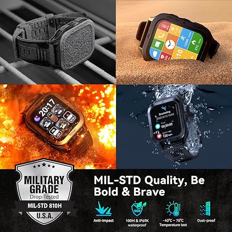 AMAZTIM M2 Reloj Inteligente – Pantalla 1.85", Titanio, IP69K y 70 Modos Deportivos