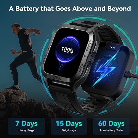 AMAZTIM M2 Reloj Inteligente – Pantalla 1.85", Titanio, IP69K y 70 Modos Deportivos
