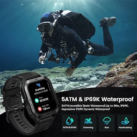 AMAZTIM M2 Reloj Inteligente – Pantalla 1.85", Titanio, IP69K y 70 Modos Deportivos