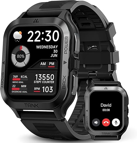 AMAZTIM M2 Reloj Inteligente – Pantalla 1.85", Titanio, IP69K y 70 Modos Deportivos