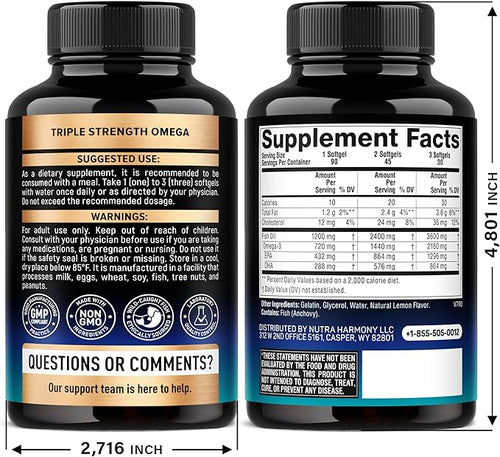 Aceite de pescado Omega 3 3600 mg + Vitamina D3 K2 – Nutra Harmony