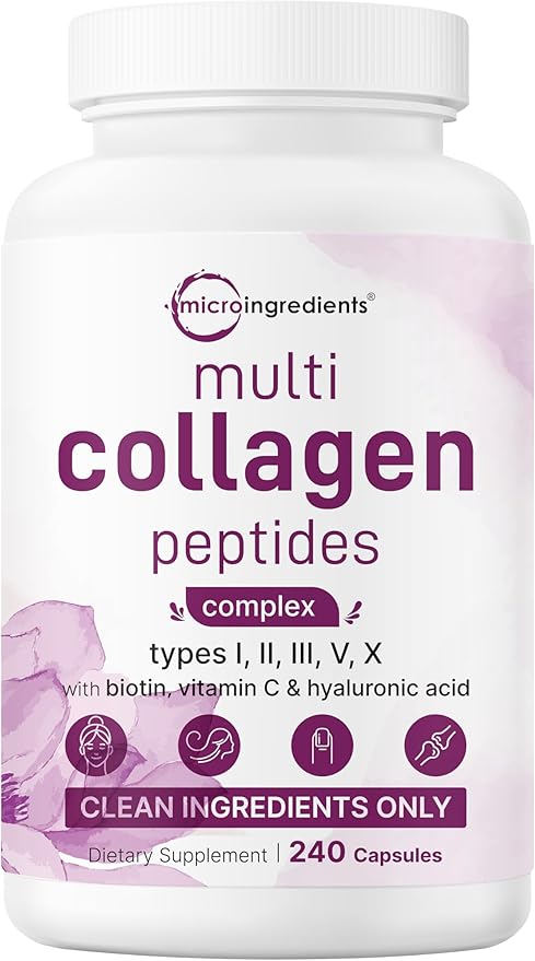 Micro Ingredients Píldoras de colágeno múltiple para mujeres y hombres
